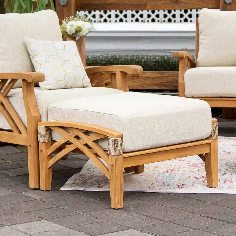 Pouffe de terrasse en teck avec coussin Carmel Cambridge Casual