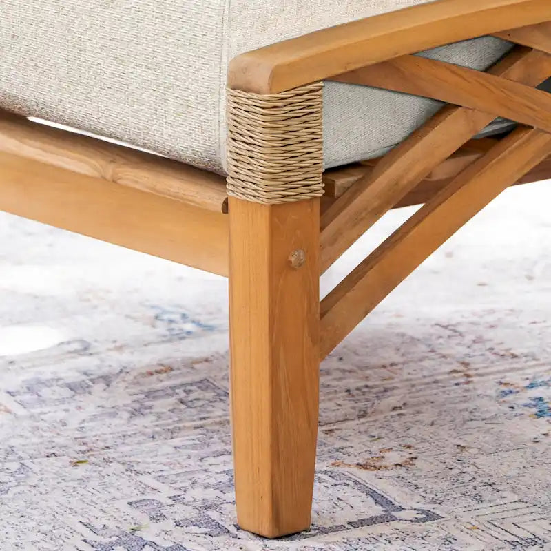 Pouffe de terrasse en teck avec coussin Carmel Cambridge Casual