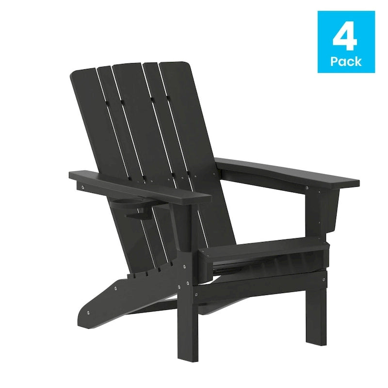Lot de 4 chaises Adirondack commerciales tout temps avec porte-gobelets