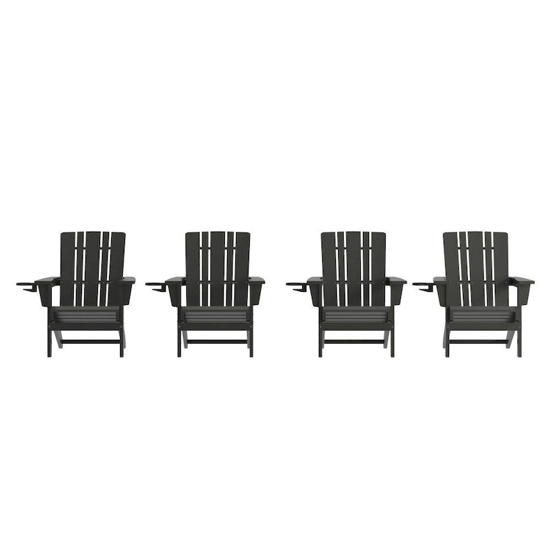 Lot de 4 chaises Adirondack commerciales tout temps avec porte-gobelets