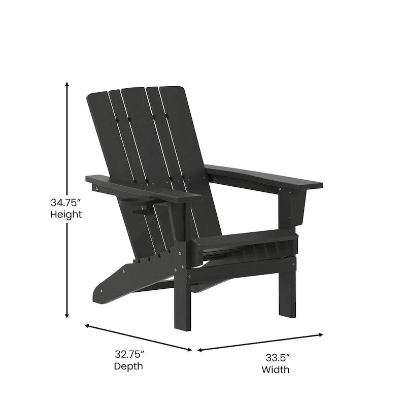 Lot de 4 chaises Adirondack commerciales tout temps avec porte-gobelets