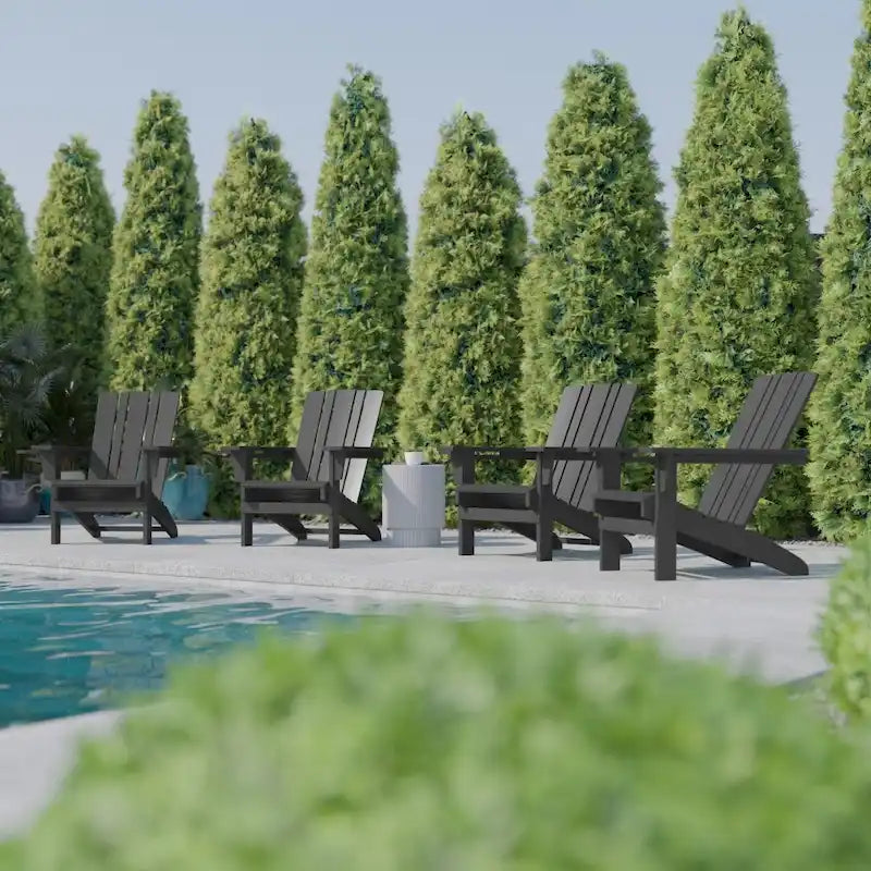 Lot de 4 chaises Adirondack commerciales tout temps avec porte-gobelets