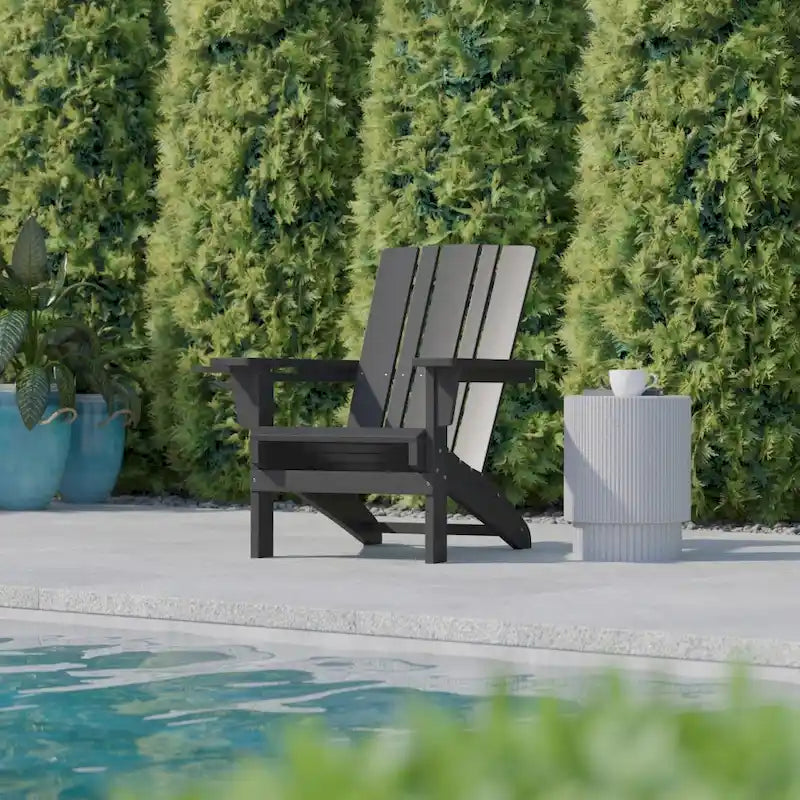 Lot de 4 chaises Adirondack commerciales tout temps avec porte-gobelets