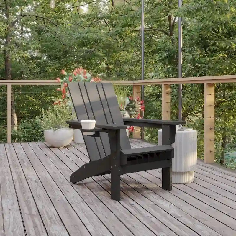 Lot de 4 chaises Adirondack commerciales tout temps avec porte-gobelets