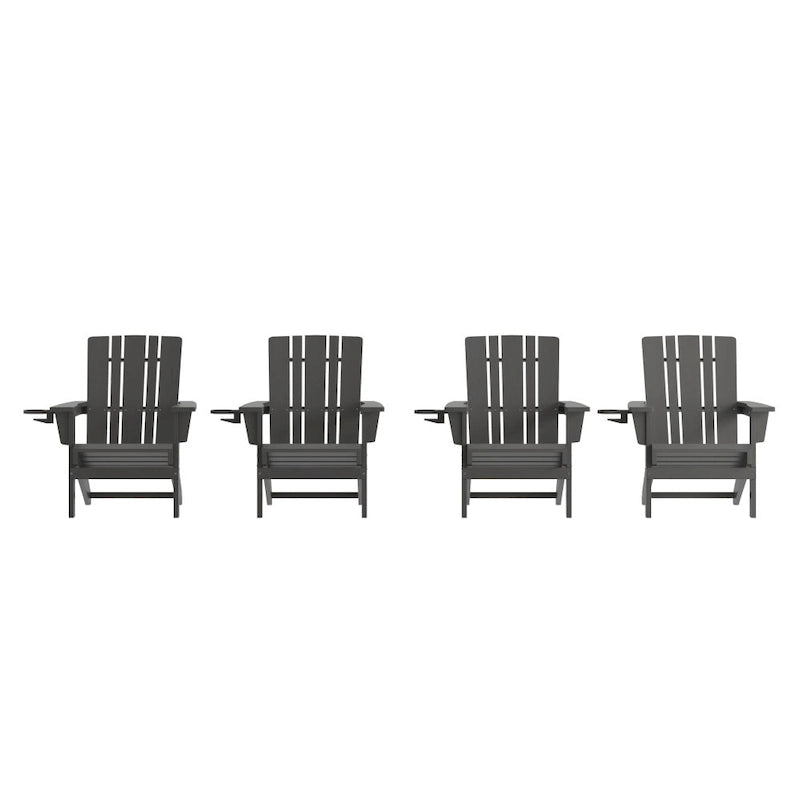 Lot de 4 chaises Adirondack commerciales tout temps avec porte-gobelets
