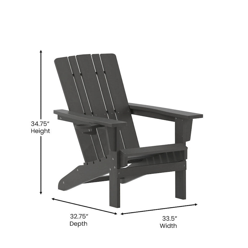 Lot de 4 chaises Adirondack commerciales tout temps avec porte-gobelets