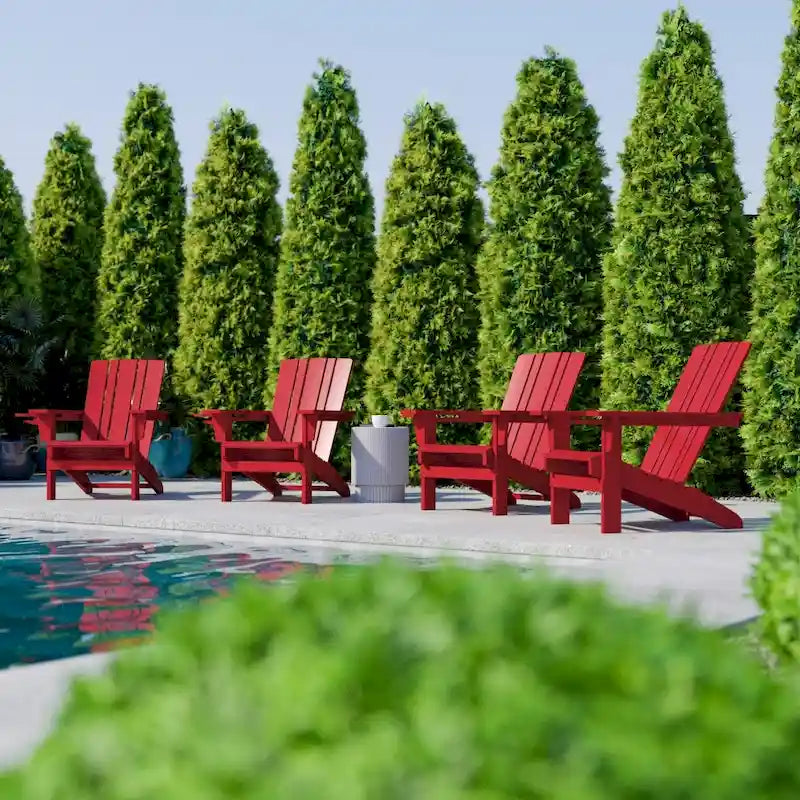 Lot de 4 chaises Adirondack commerciales tout temps avec porte-gobelets
