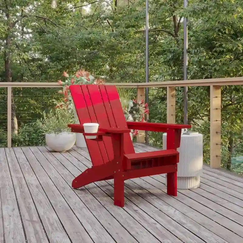Lot de 4 chaises Adirondack commerciales tout temps avec porte-gobelets