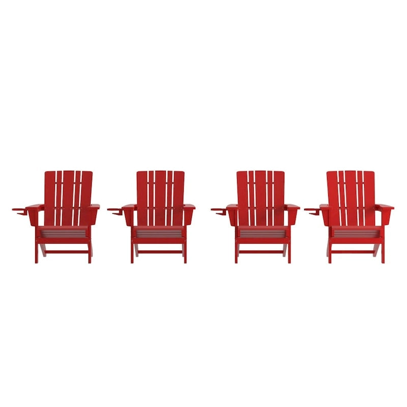 Lot de 4 chaises Adirondack commerciales tout temps avec porte-gobelets