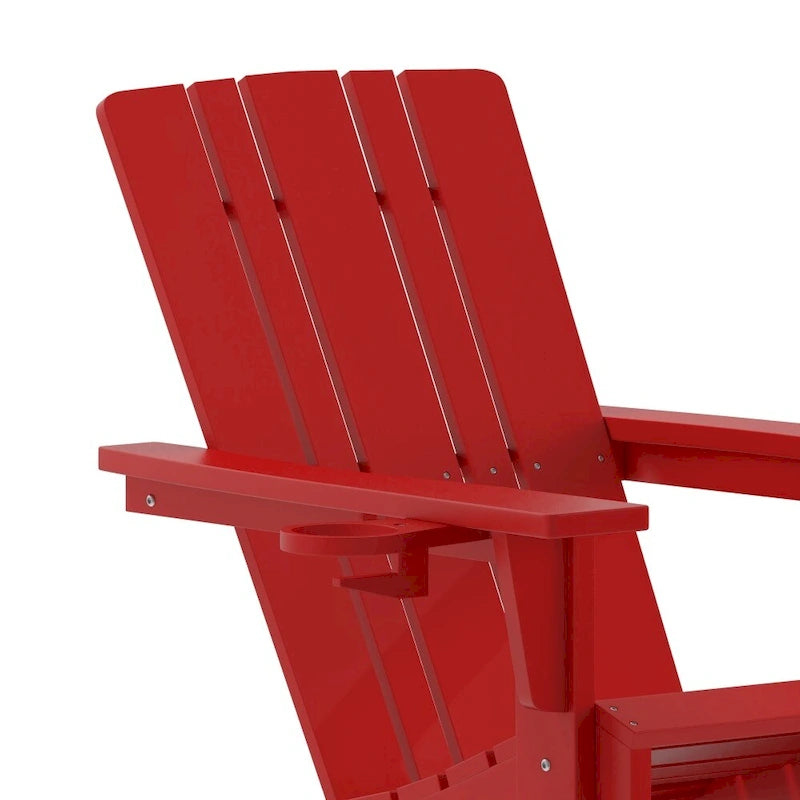 Lot de 4 chaises Adirondack commerciales tout temps avec porte-gobelets