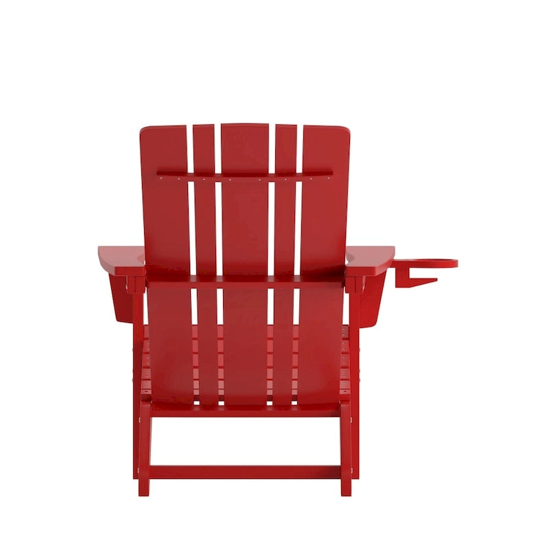 Lot de 4 chaises Adirondack commerciales tout temps avec porte-gobelets