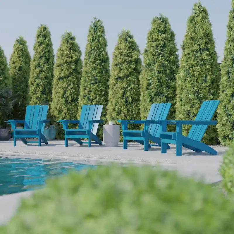 Lot de 4 chaises Adirondack commerciales tout temps avec porte-gobelets