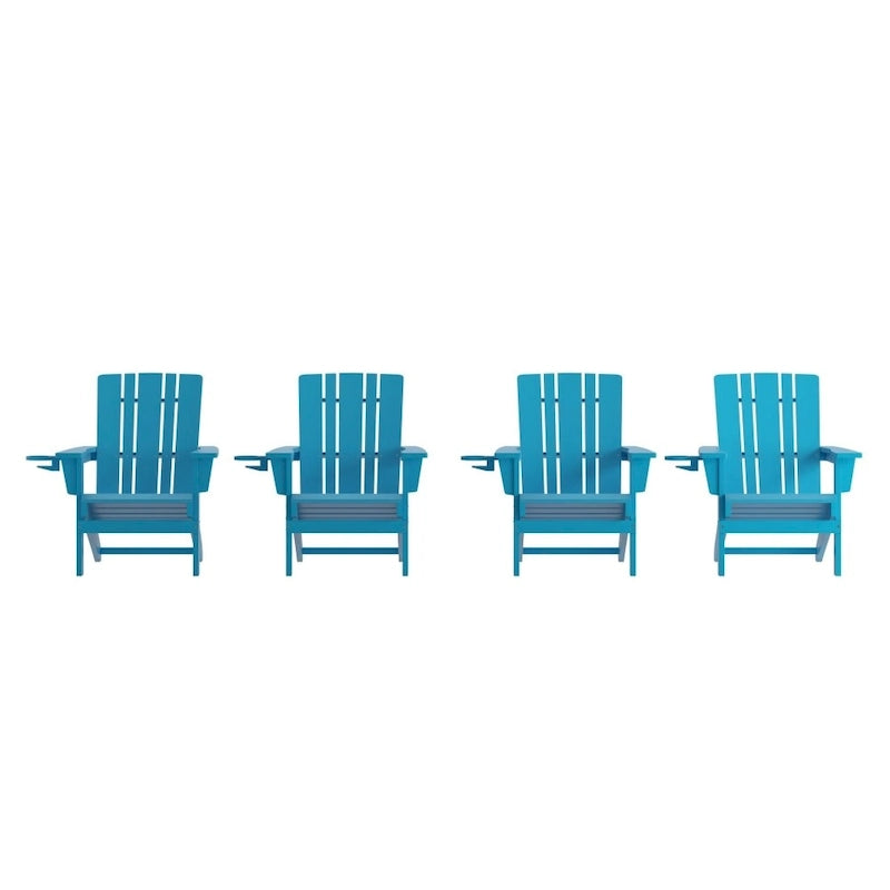 Lot de 4 chaises Adirondack commerciales tout temps avec porte-gobelets