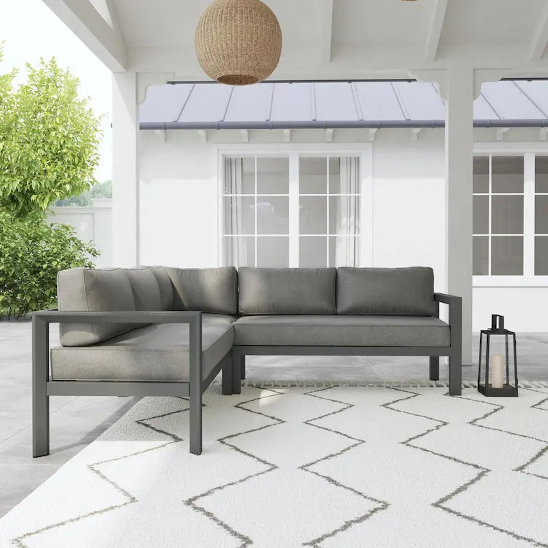 Homestyles Canapé d'angle d'extérieur Grayton 5 places - 87 x 32 x 87