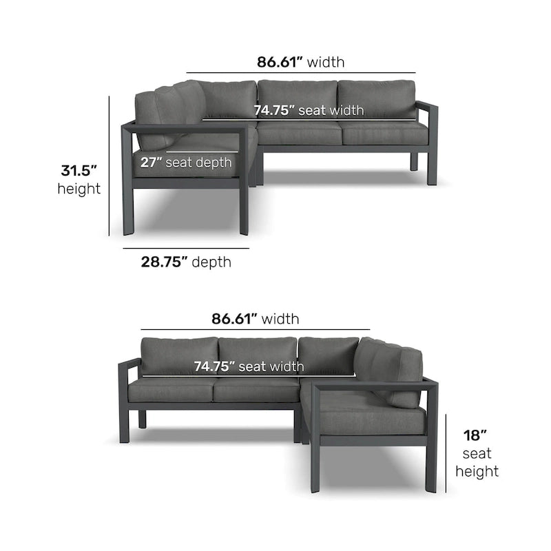 Homestyles Canapé d'angle d'extérieur Grayton 5 places - 87 x 32 x 87