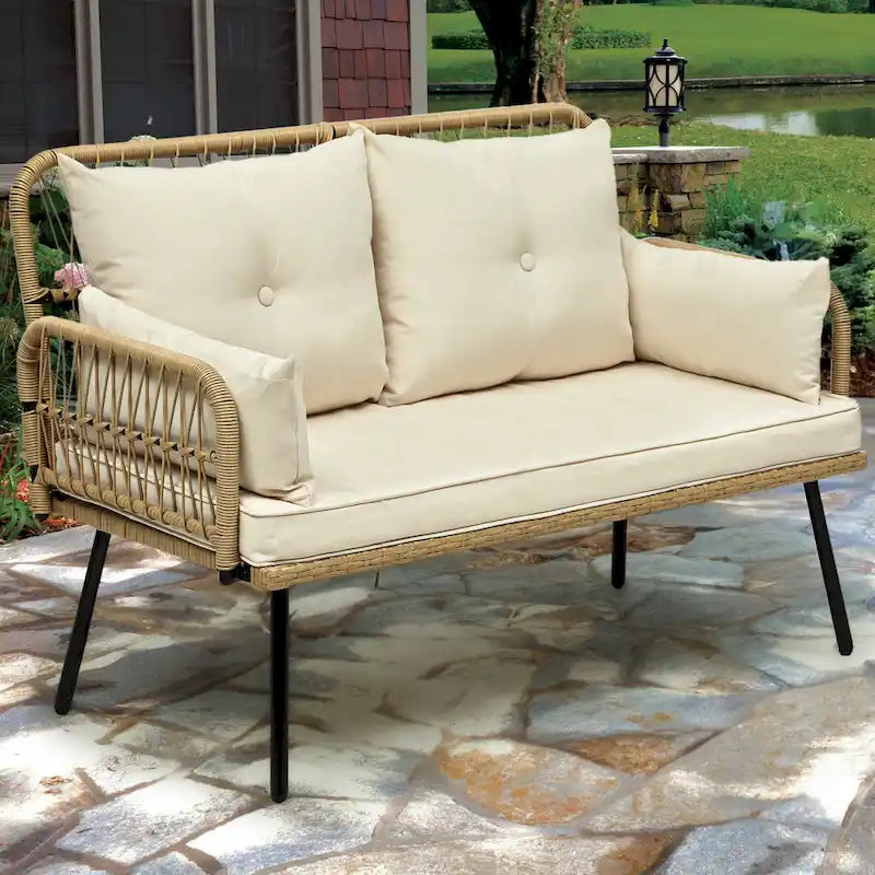 Moasis Outdoor Wicker Loveseat - L 45 x W 22 x H31