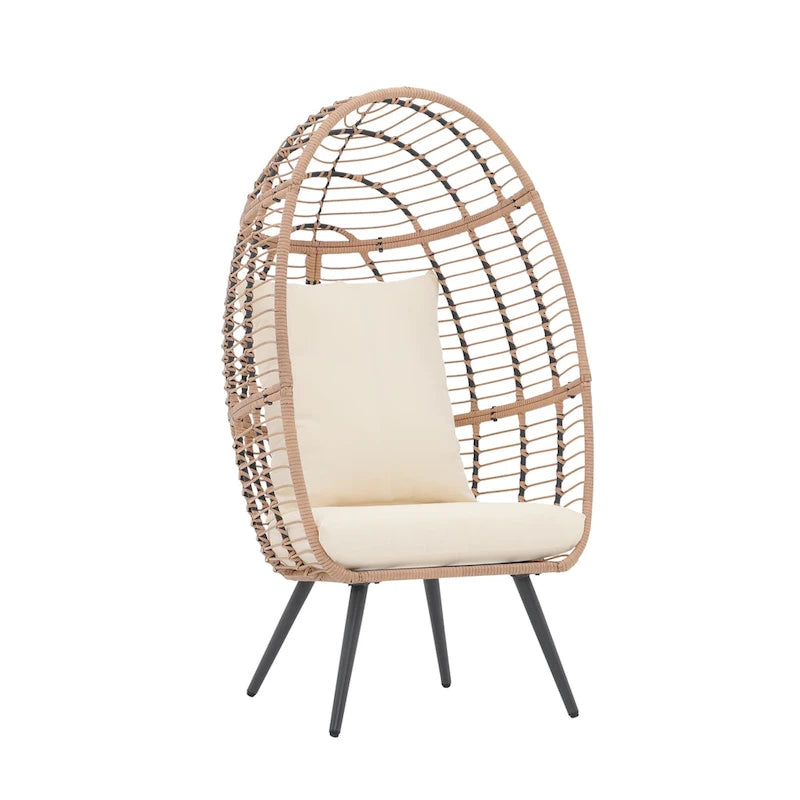 Fauteuil œuf en osier rembourré d'extérieur