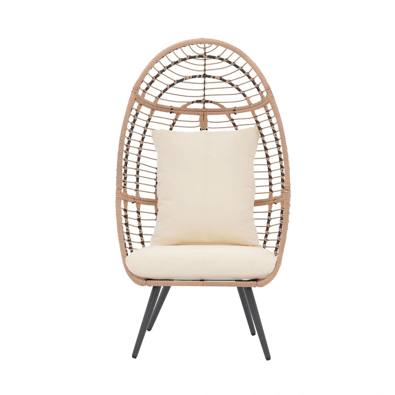 Fauteuil œuf en osier rembourré d'extérieur