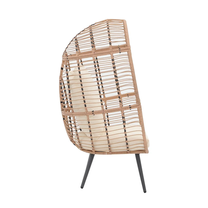 Fauteuil œuf en osier rembourré d'extérieur