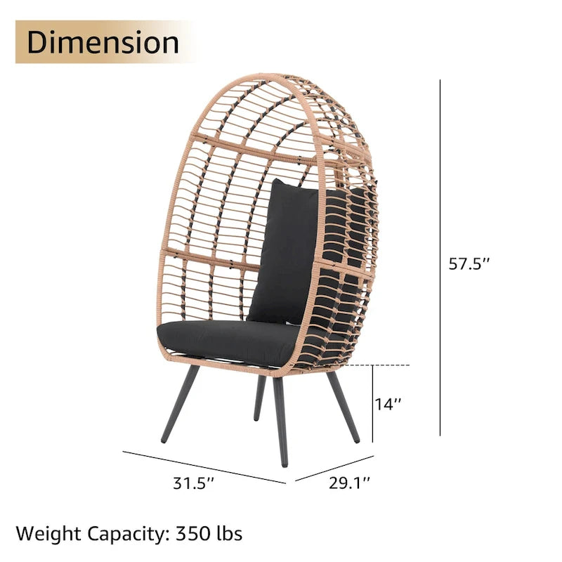 Fauteuil œuf en osier rembourré d'extérieur