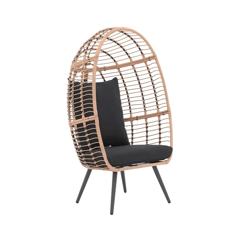Fauteuil œuf en osier rembourré d'extérieur