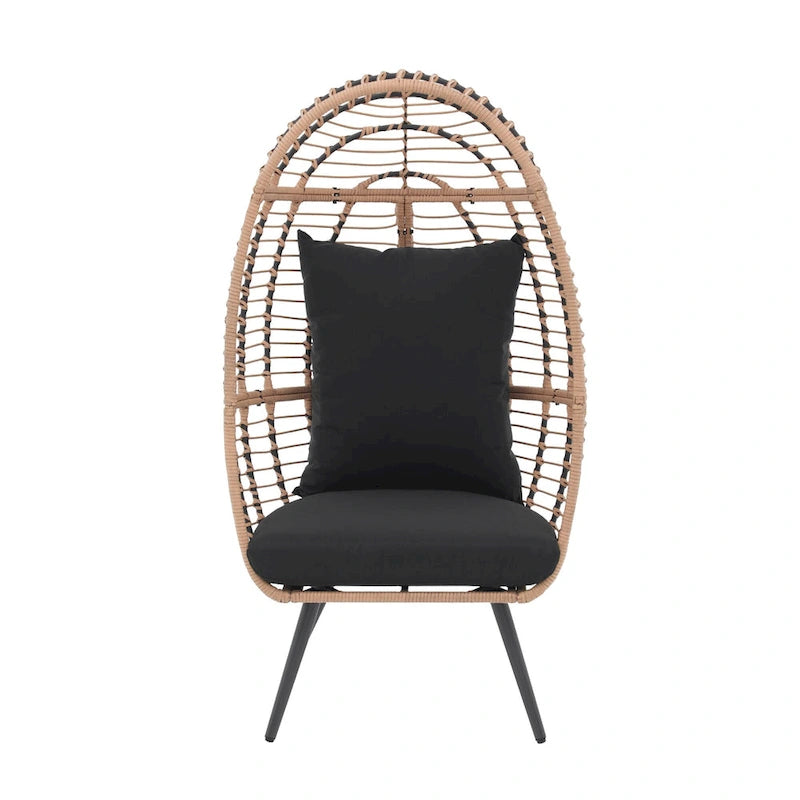 Fauteuil œuf en osier rembourré d'extérieur