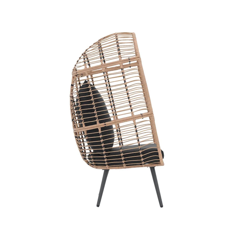 Fauteuil œuf en osier rembourré d'extérieur