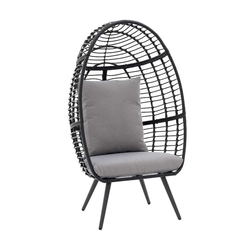 Fauteuil œuf en osier rembourré d'extérieur