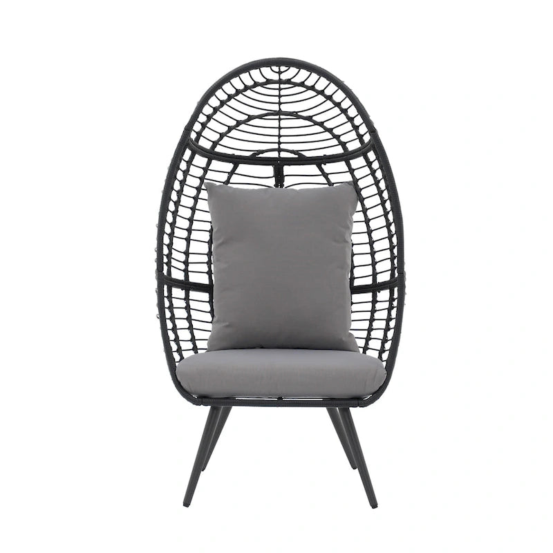 Fauteuil œuf en osier rembourré d'extérieur