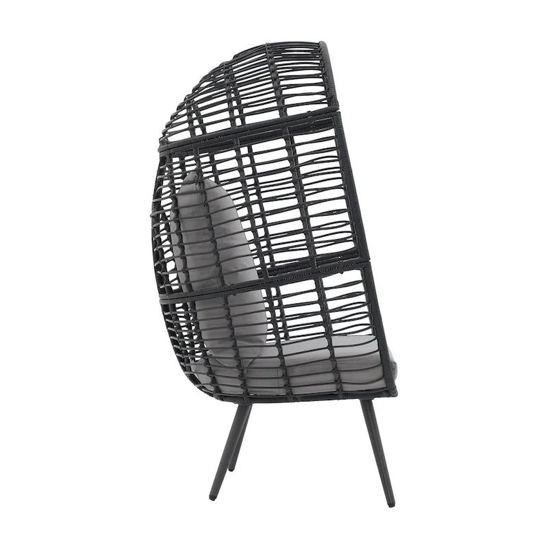 Fauteuil œuf en osier rembourré d'extérieur
