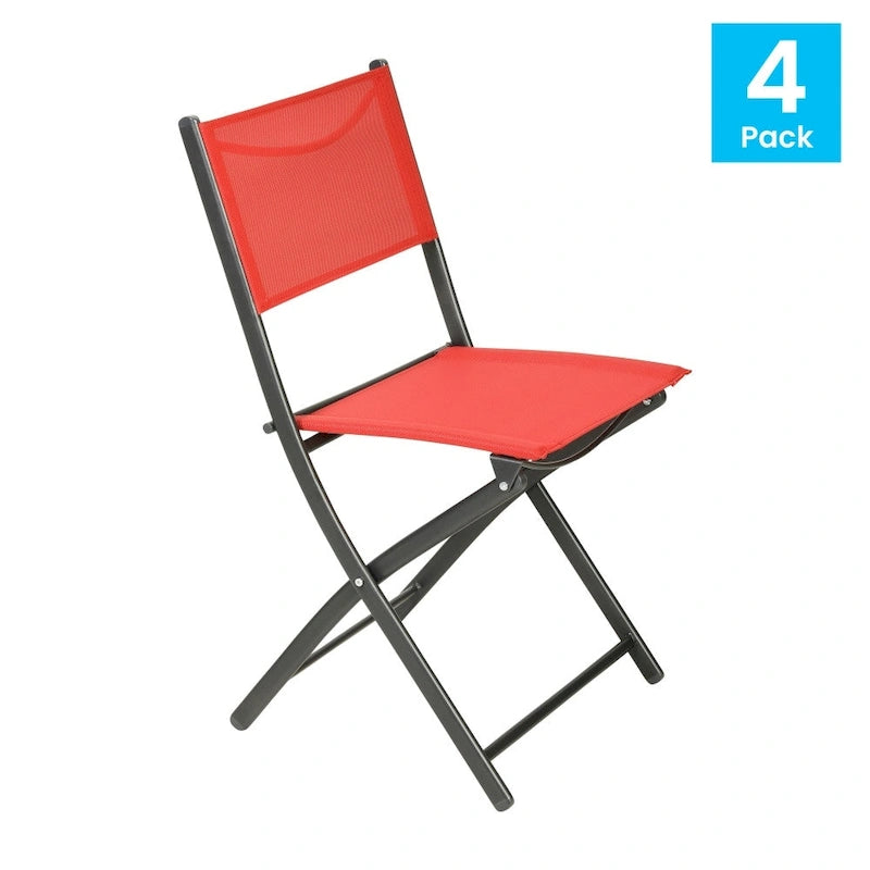 Lot de 4 chaises pliantes commerciales d'extérieur Flex Comfort avec cadre en métal