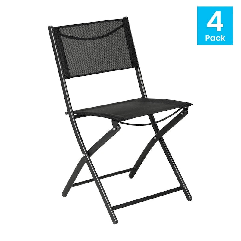 Lot de 4 chaises pliantes commerciales d'extérieur Flex Comfort avec cadre en métal