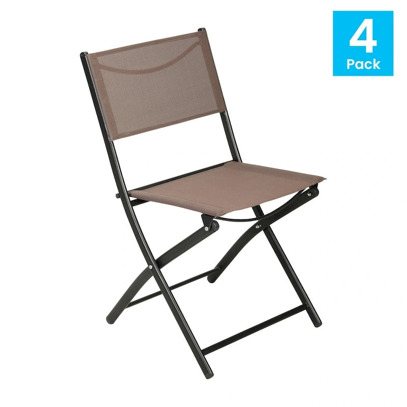 Lot de 4 chaises pliantes commerciales d'extérieur Flex Comfort avec cadre en métal