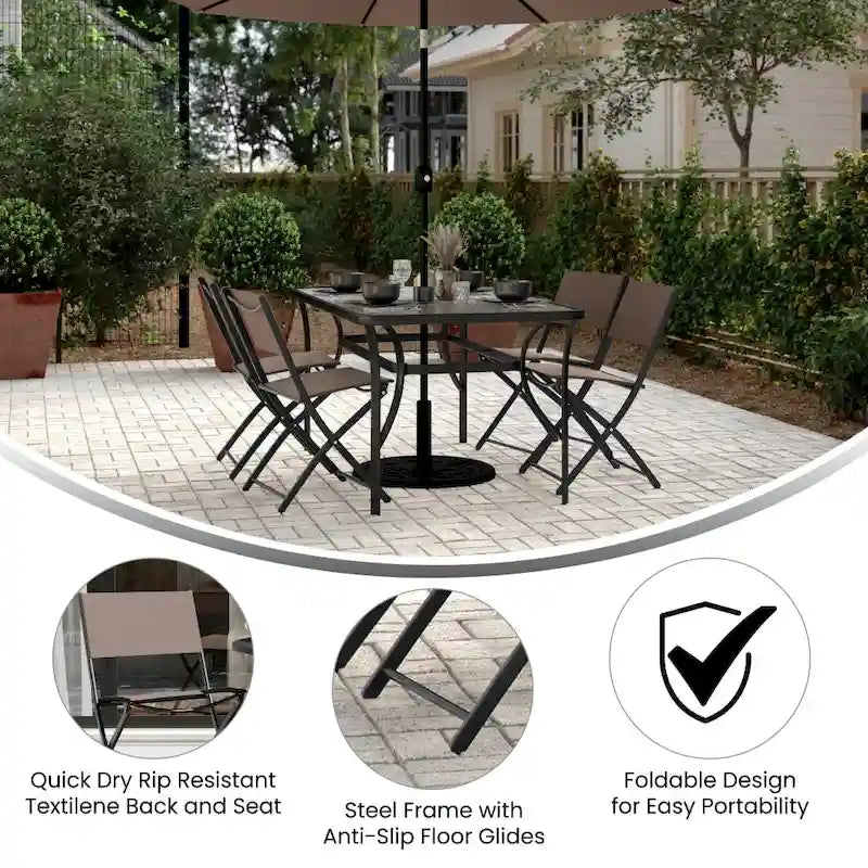 Lot de 4 chaises pliantes commerciales d'extérieur Flex Comfort avec cadre en métal