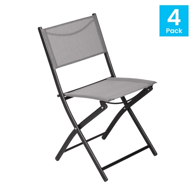 Lot de 4 chaises pliantes commerciales d'extérieur Flex Comfort avec cadre en métal