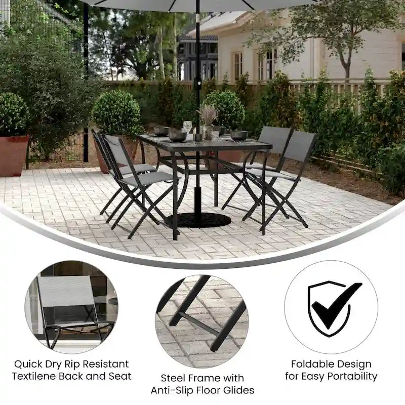 Lot de 4 chaises pliantes commerciales d'extérieur Flex Comfort avec cadre en métal