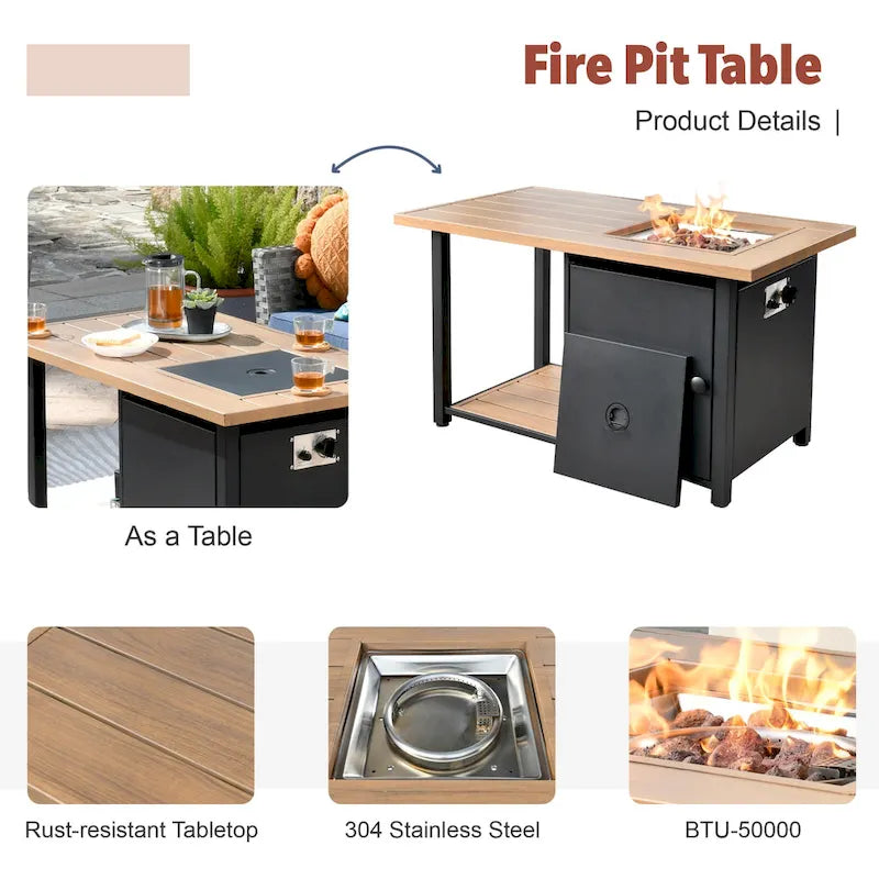 Ensemble de canapés de patio en osier XIZZI 8 pièces pour l'extérieur avec foyer