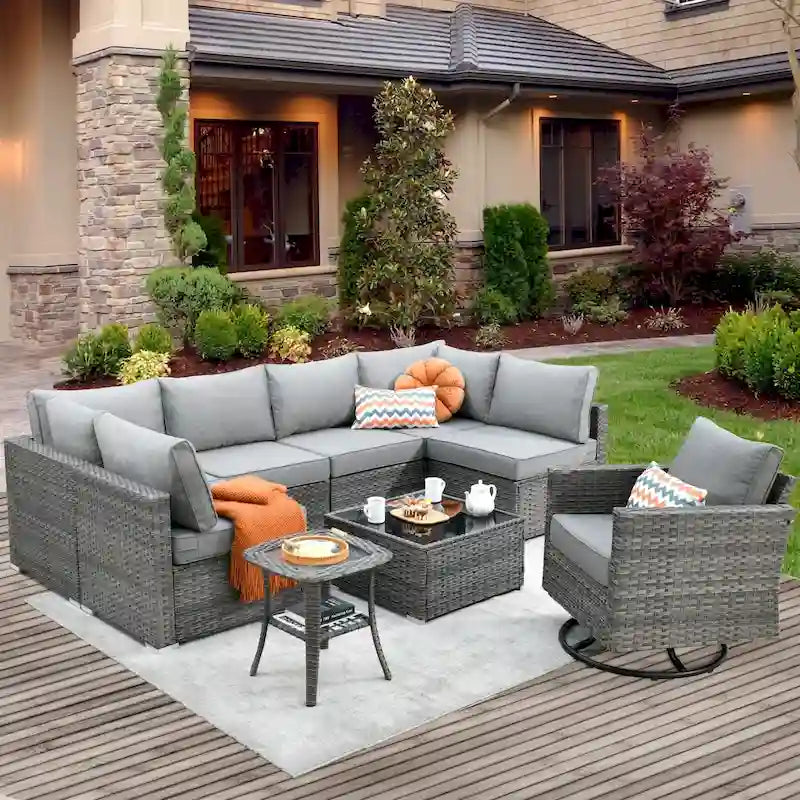Ensemble de canapé sectionnel de patio extérieur 9 pièces XIZZI