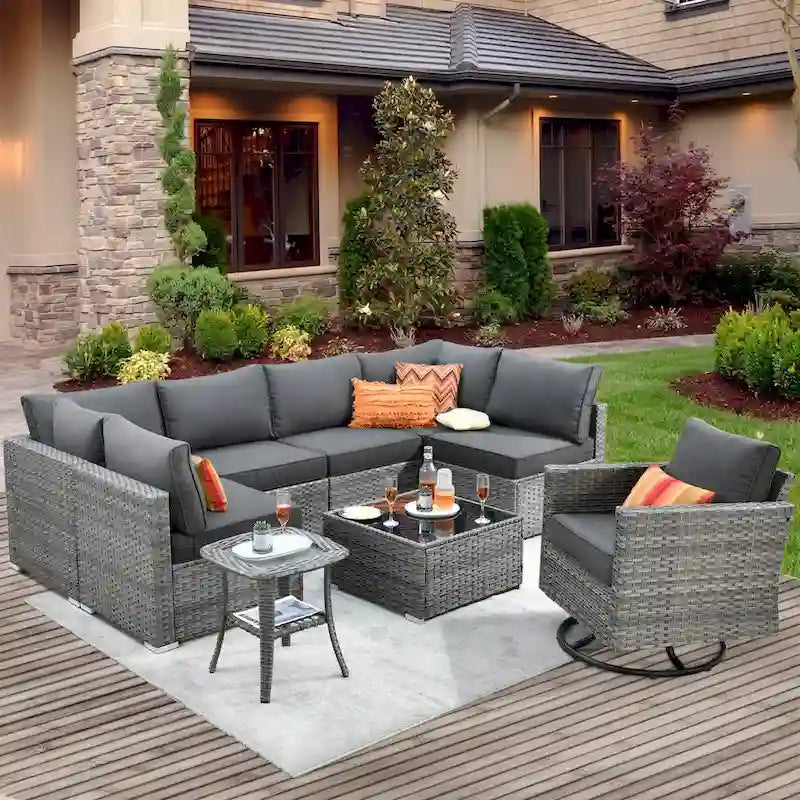 Ensemble de canapé sectionnel de patio extérieur 9 pièces XIZZI