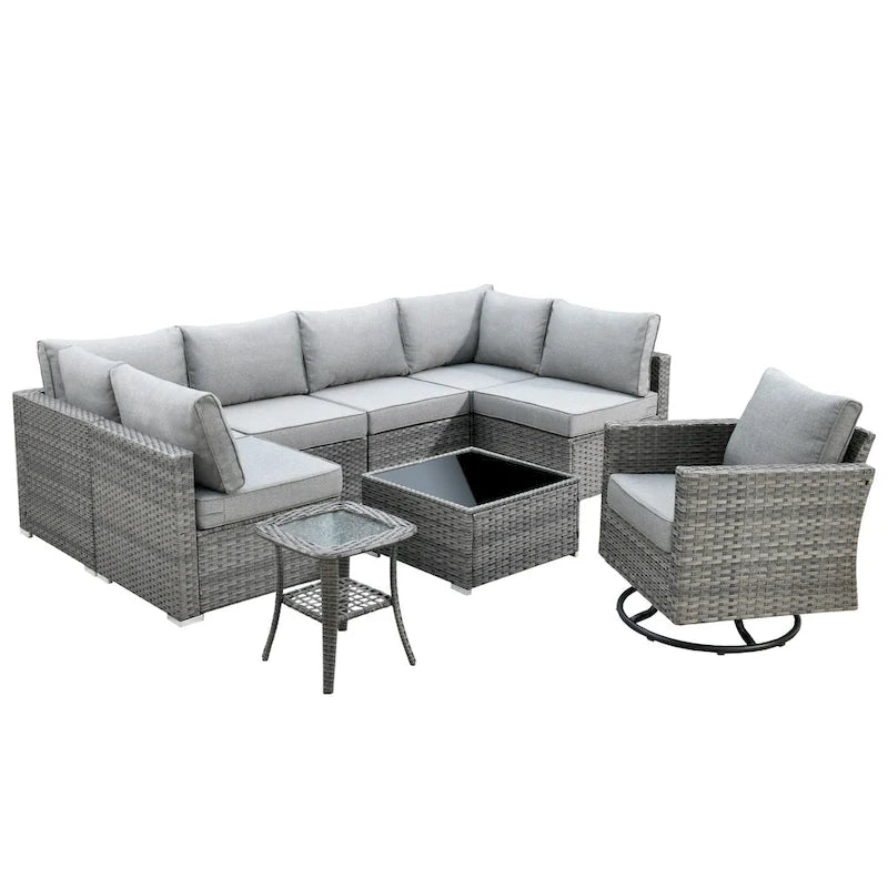 Ensemble de canapé sectionnel de patio extérieur 9 pièces XIZZI