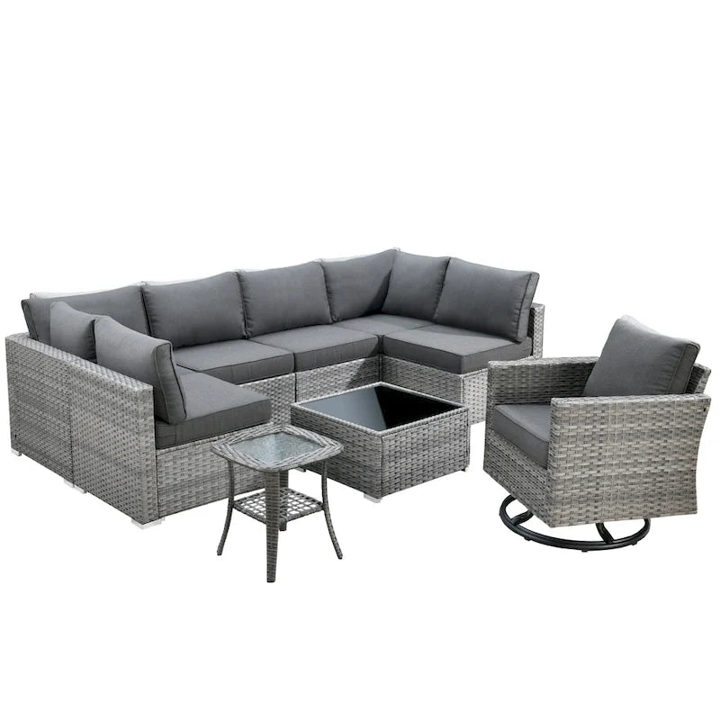 Ensemble de canapé sectionnel de patio extérieur 9 pièces XIZZI