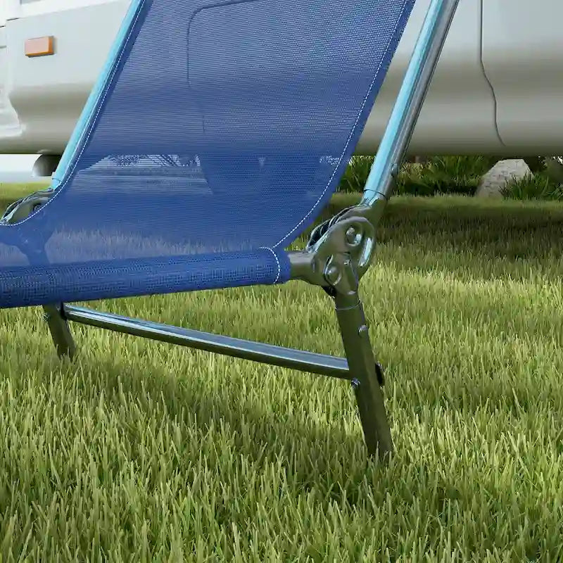 Outsunny Lot de 2 Chaises Longues Pliantes, Chaises de Piscine pour Bain de Soleil, Chaises Longues d'Extérieur avec Dossier Inclinable à 6 Positions