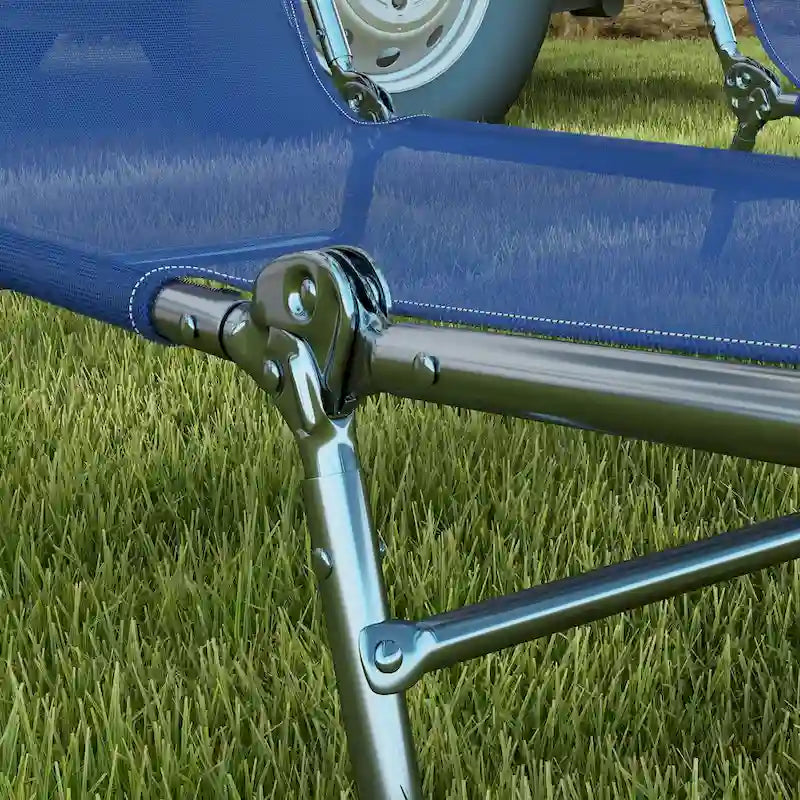 Outsunny Lot de 2 Chaises Longues Pliantes, Chaises de Piscine pour Bain de Soleil, Chaises Longues d'Extérieur avec Dossier Inclinable à 6 Positions