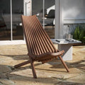 Chaise longue de patio pliante en bois d'acacia massif bas profil pour l'intérieur/l'extérieur