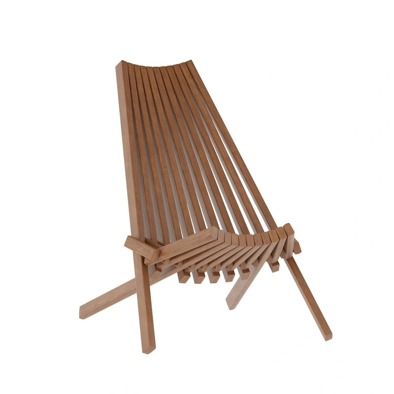 Chaise longue de patio pliante en bois d'acacia massif bas profil pour l'intérieur/l'extérieur