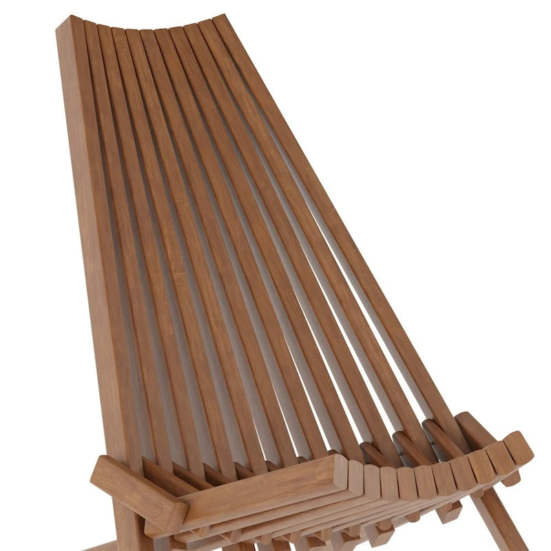Chaise longue de patio pliante en bois d'acacia massif bas profil pour l'intérieur/l'extérieur