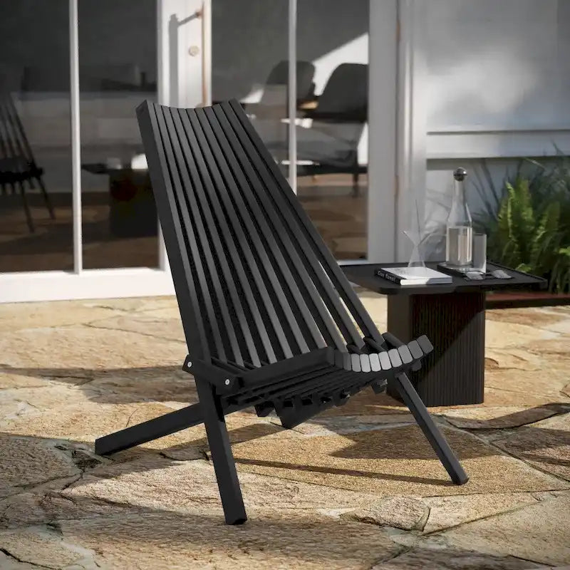 Chaise longue de patio pliante en bois d'acacia massif bas profil pour l'intérieur/l'extérieur