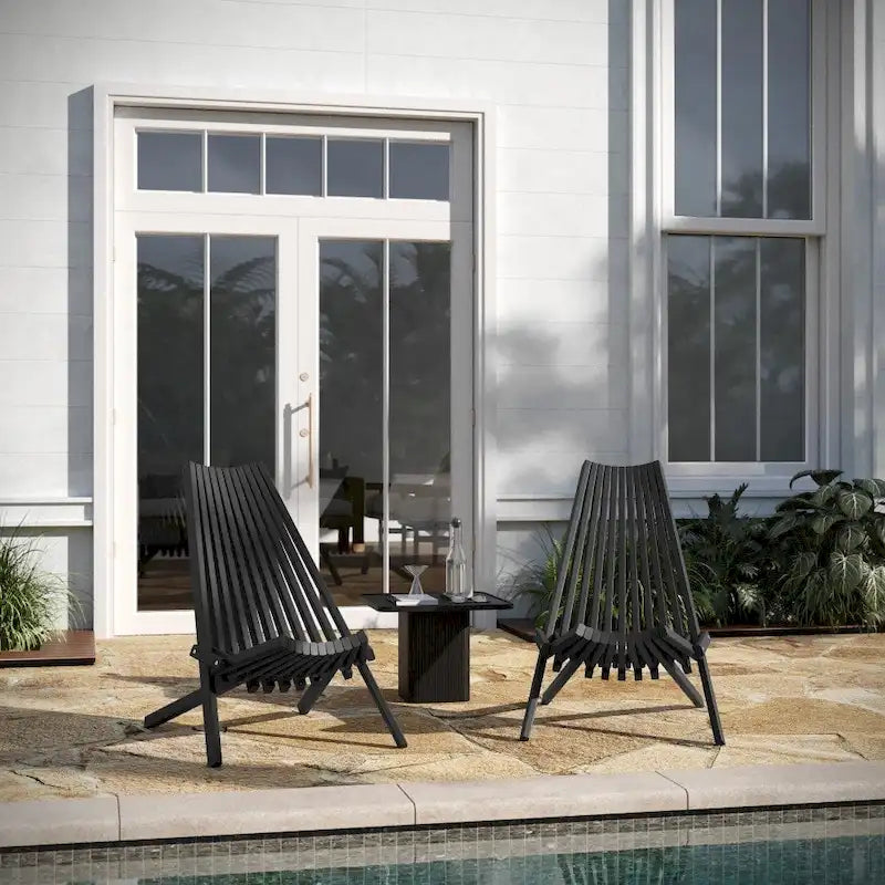 Chaise longue de patio pliante en bois d'acacia massif bas profil pour l'intérieur/l'extérieur