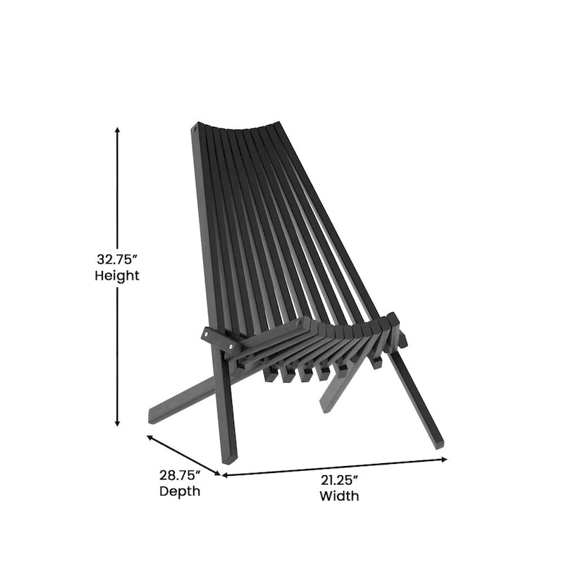 Chaise longue de patio pliante en bois d'acacia massif bas profil pour l'intérieur/l'extérieur
