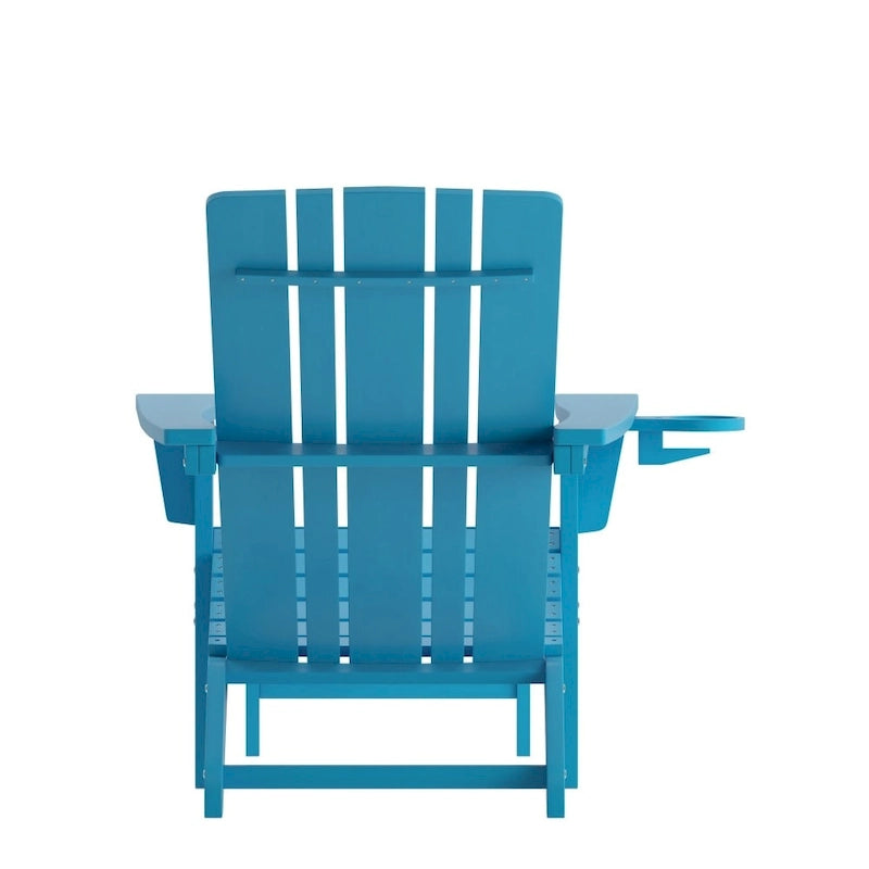 Chaise Adirondack commerciale tout temps avec pouf escamotable et porte-gobelet